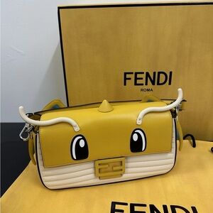 Fendi Yellow and White Crossbody Bag